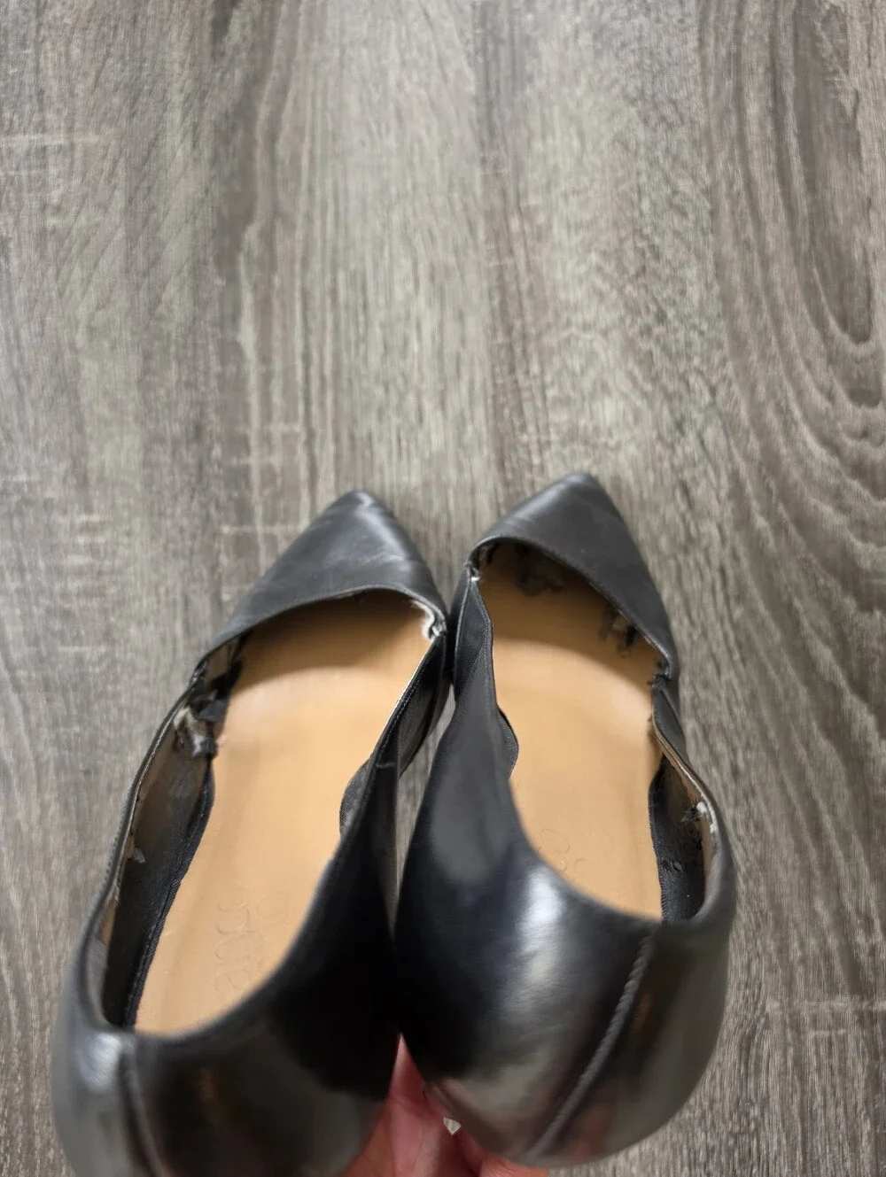 Franco Sarto Frankie Black Leather Pointed Toe Wedge Pumps